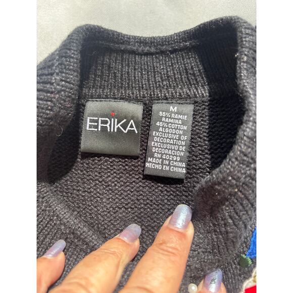 Vintage Christmas Holiday Sweater Vest M Ramie Cotton Snowman Santa Pearl Accent - Picture 7 of 11